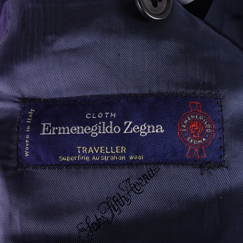 Ermenegildo Zegna Traveller Blue Wool Blazer Glen Check‎ 38R Italy Saks Fifth